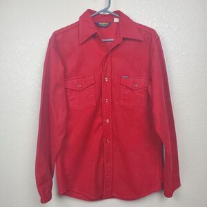 Oshkosh Bgosh Mens Button Down Shirt Vintage Red Flannel Long Sleeve Size Medium